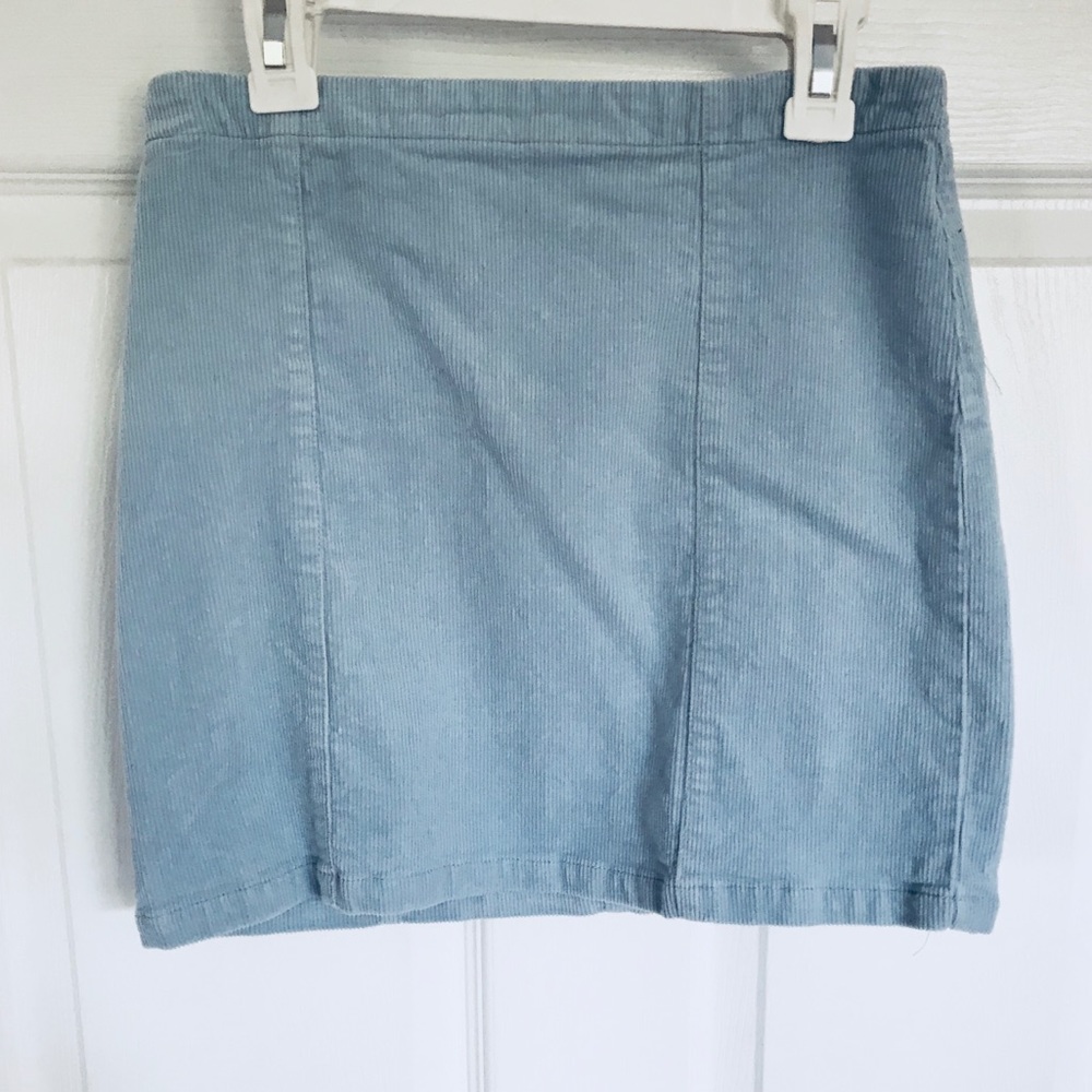 Sky Blue Corduroy Mini Skirt